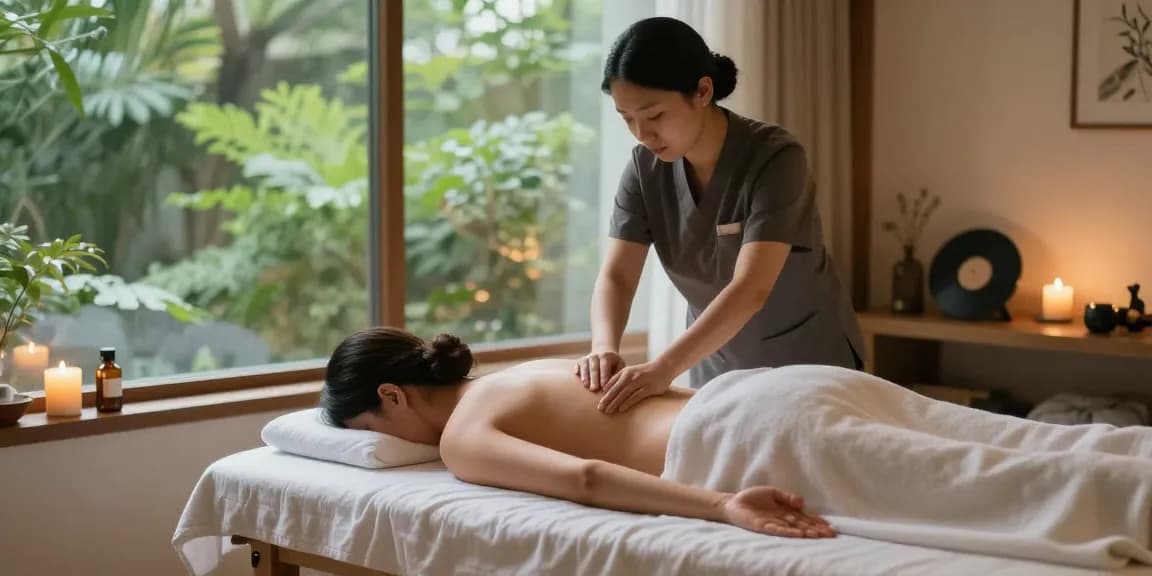 제주마사지로 편안한 힐링을 제공하는 전문가와 고객의 모습