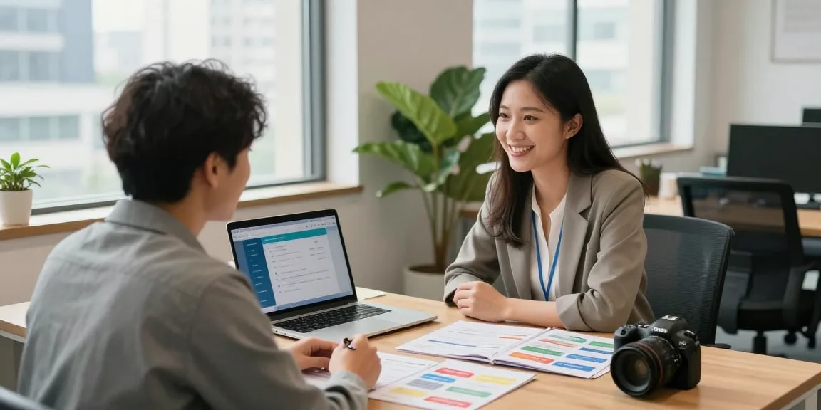 Personalized consultation for 오피코리아 services in a welcoming office setting.