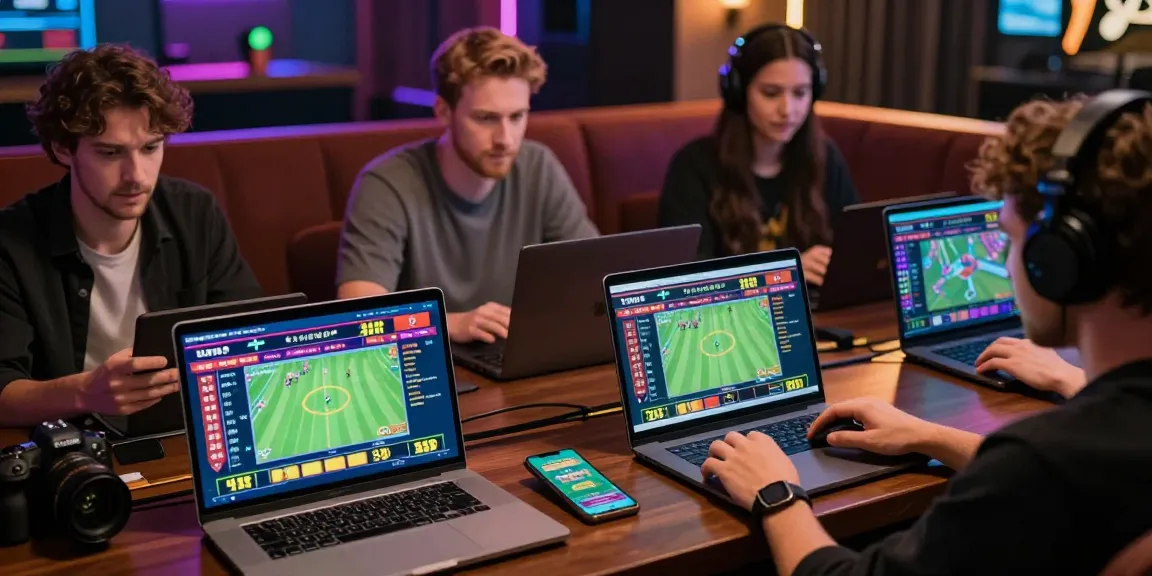 Exciting live online gambling session featuring diverse players engaged on multiple devices, showcasing Rr8i betting interface.