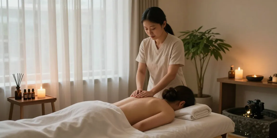 Relaxing 출장안마 session in a tranquil massage therapy studio with soothing ambiance
