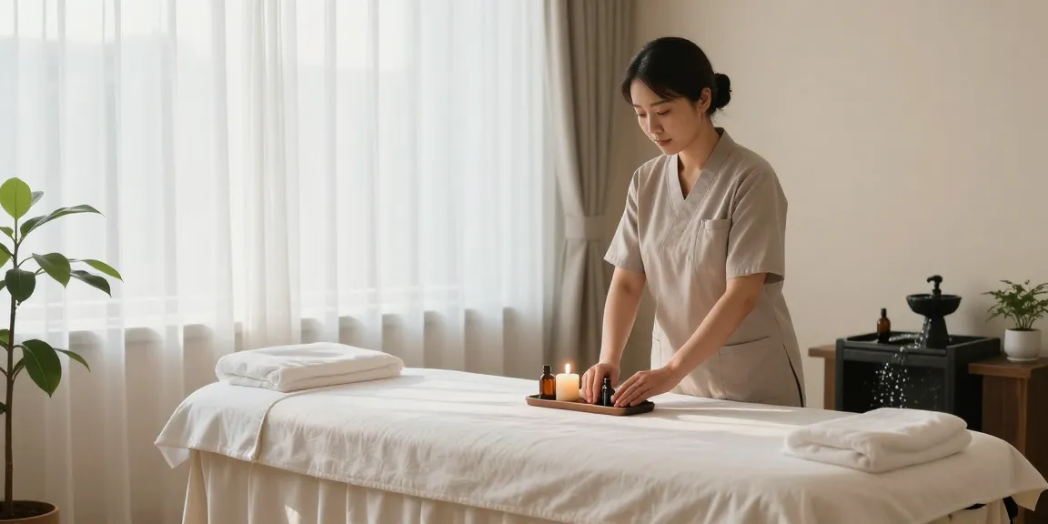 광명출장마사지의 편안한 마사지 공간과 한국인 관리사의 모습