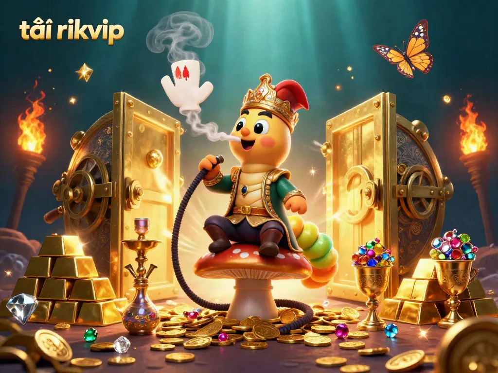 Experience thrilling gameplay with tải rikvip, illustrated in a vibrant 3D scene filled with casino elements.