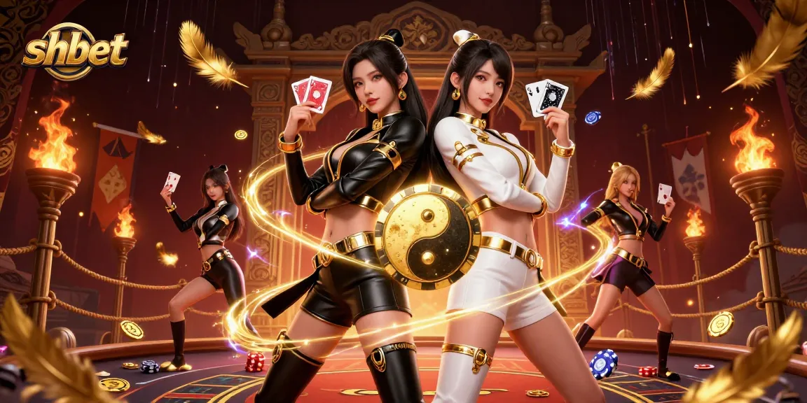 Experience thrilling moments with shbet as twin Asian women showcase their poker skills in a dynamic casino setting.