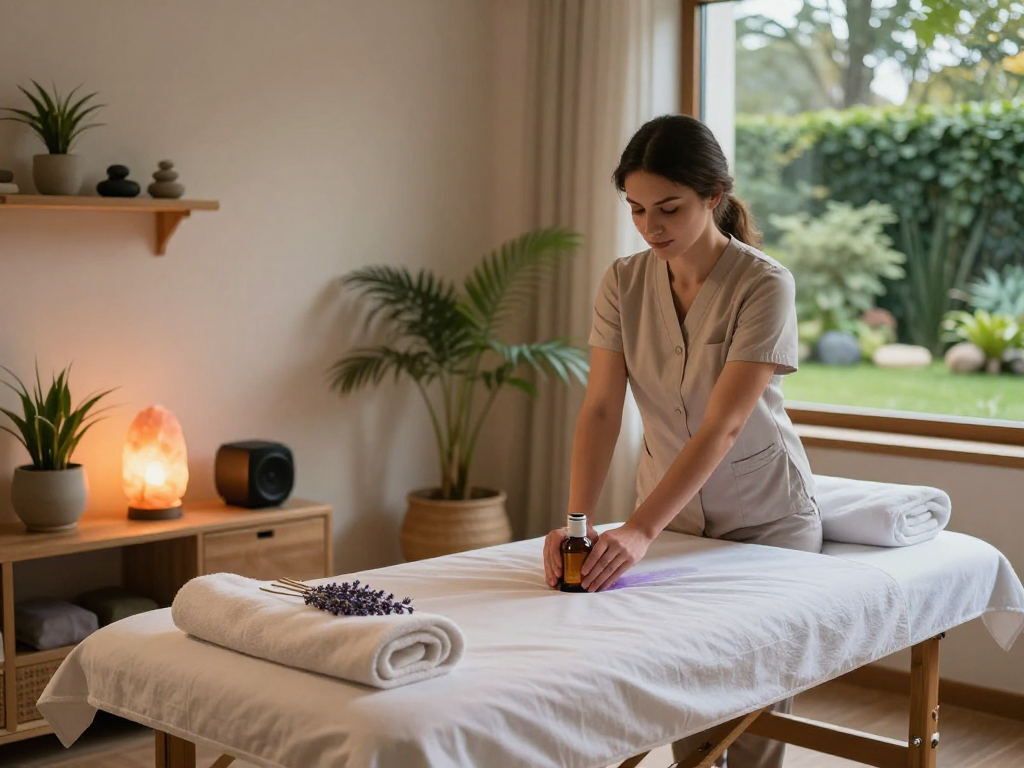 Experience soothing 인천출장안마 in a serene massage therapy room with calming aromatherapy.