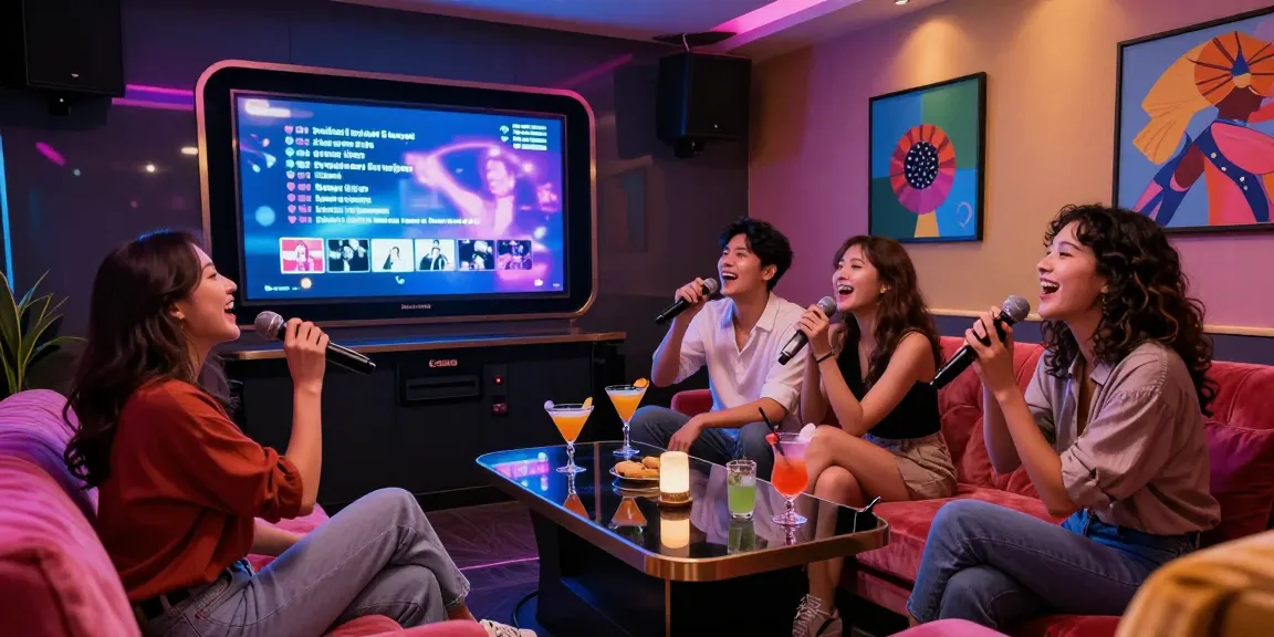 강남 달토에서 친구들과 함께 노래를 부르며 즐기는 모습, 투명한 가격 정책과 편안한 분위기 전달