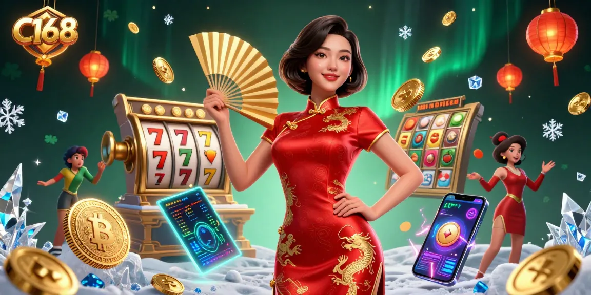 Experience C168 at the vibrant online casino with radiant Asian characters and dynamic slot reels.