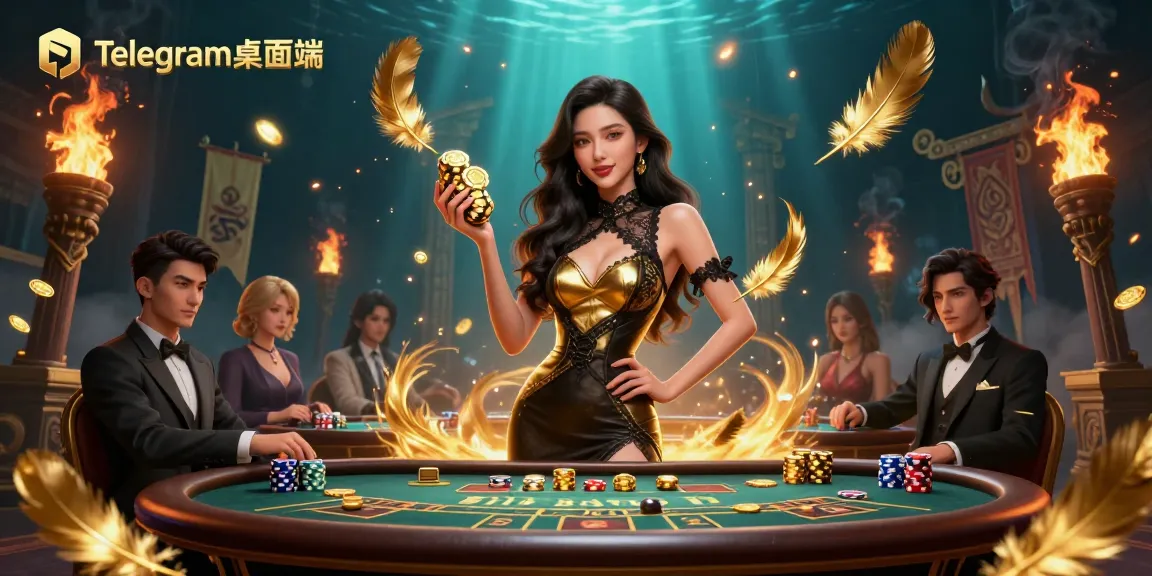 在Telegram桌面端获胜，配有奢华的赌场元素和自信的玩家。