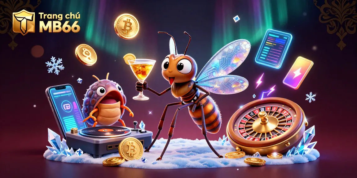 Experience Trang chủ MB66 with vibrant casino elements as a cartoon mosquito mascot delights with rich visuals.