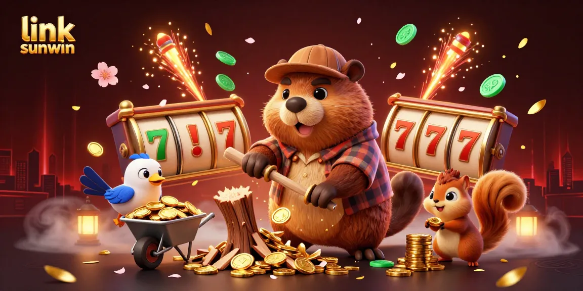 Engage with link sunwin's golden jackpot adventure in a vibrant 3D casino illustration.