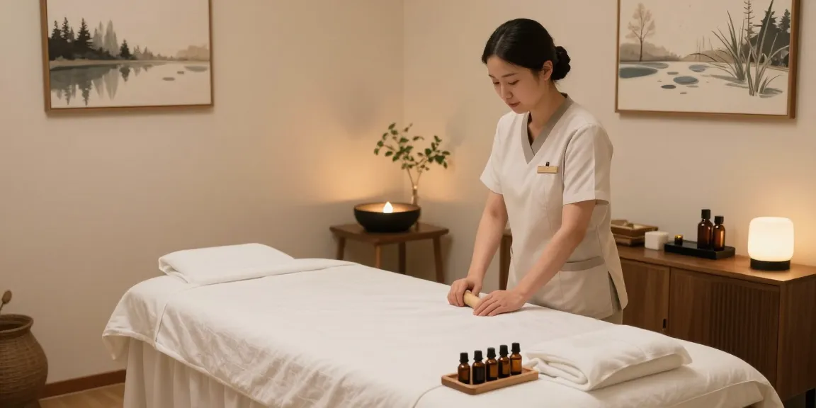 광명출장마사지 therapeutic room with professional Korean therapist and calming ambiance.
