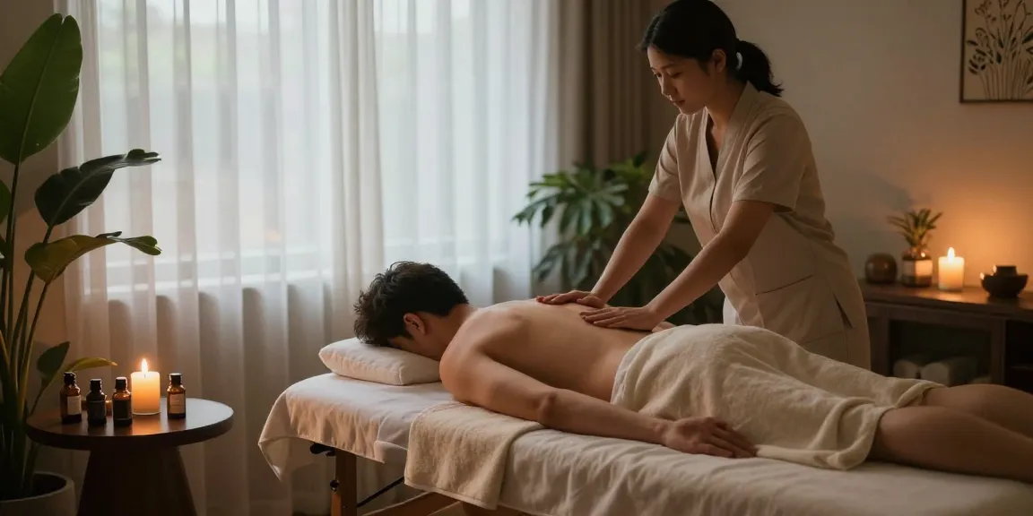 부산마사지 전문 스파에서 편안한 남성이 마사지를 받고 있는 모습